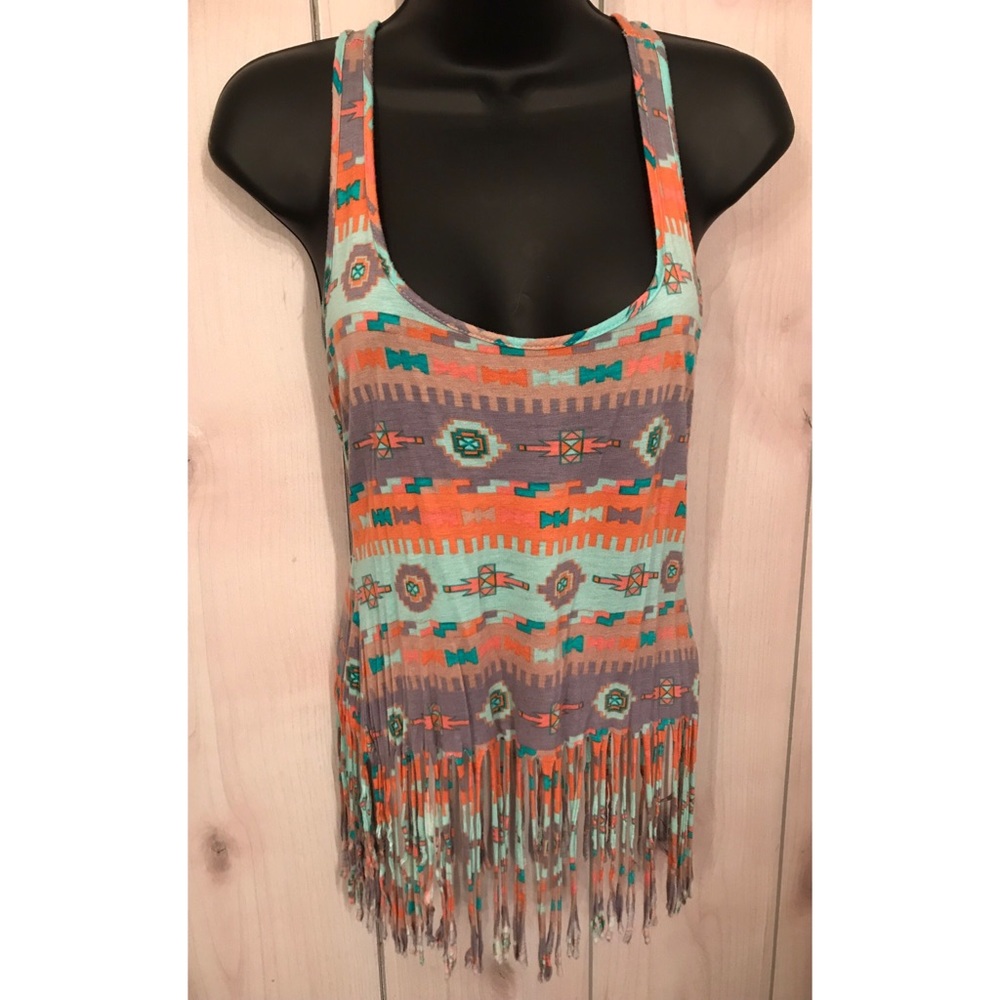 Tribal fringe tank top